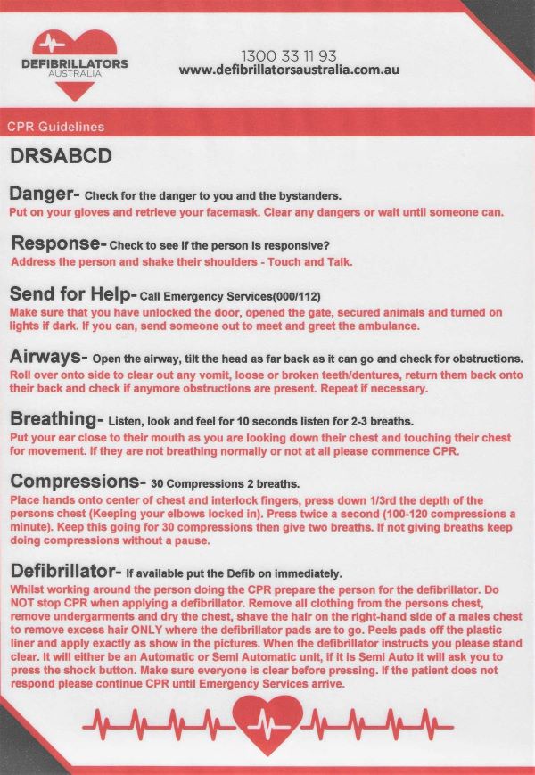 CPR Guidelines Defibrillators Australia